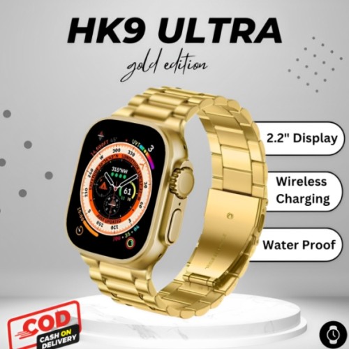 HK9 Ultra Smartwatch Golden Edition – Premium Dual Straps Smartwatch with AMOLED Display and NFC