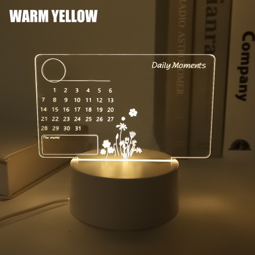LED Calendar Light Board with Stand – Acrylic USB Note and Message Night Light (With Pen)