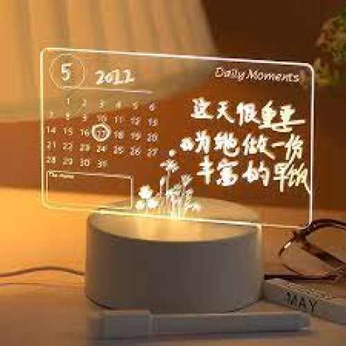 LED Calendar Light Board with Stand – Acrylic USB Note and Message Night Light (With Pen)