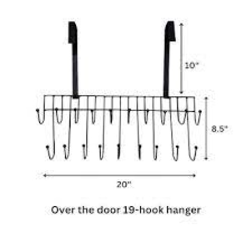 Over The Door 19-Hook Hanger – Durable Metal Door Organizer Rack for Clothes, Bags and Towels
